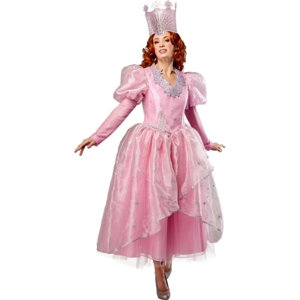 Wizard of Oz Glinda Adult Premium Pink Dress Crown Halloween Costume, M or L